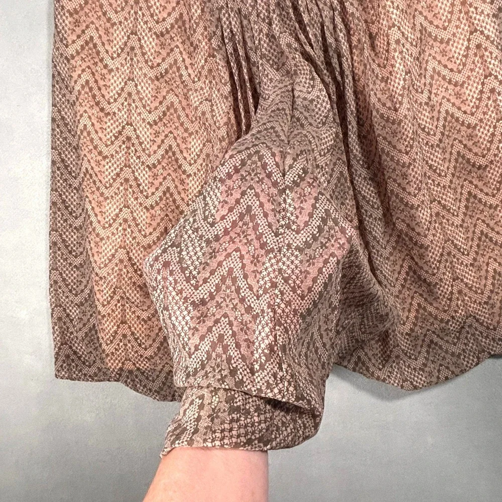 Victoria's Secret Chevron Pleated Babydoll‎ Dress L Earthy Boho Coquette Indie
